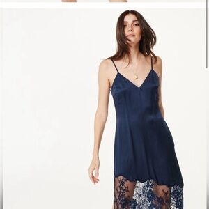 NWT $264 CamiNYC SILK Selena dress navy